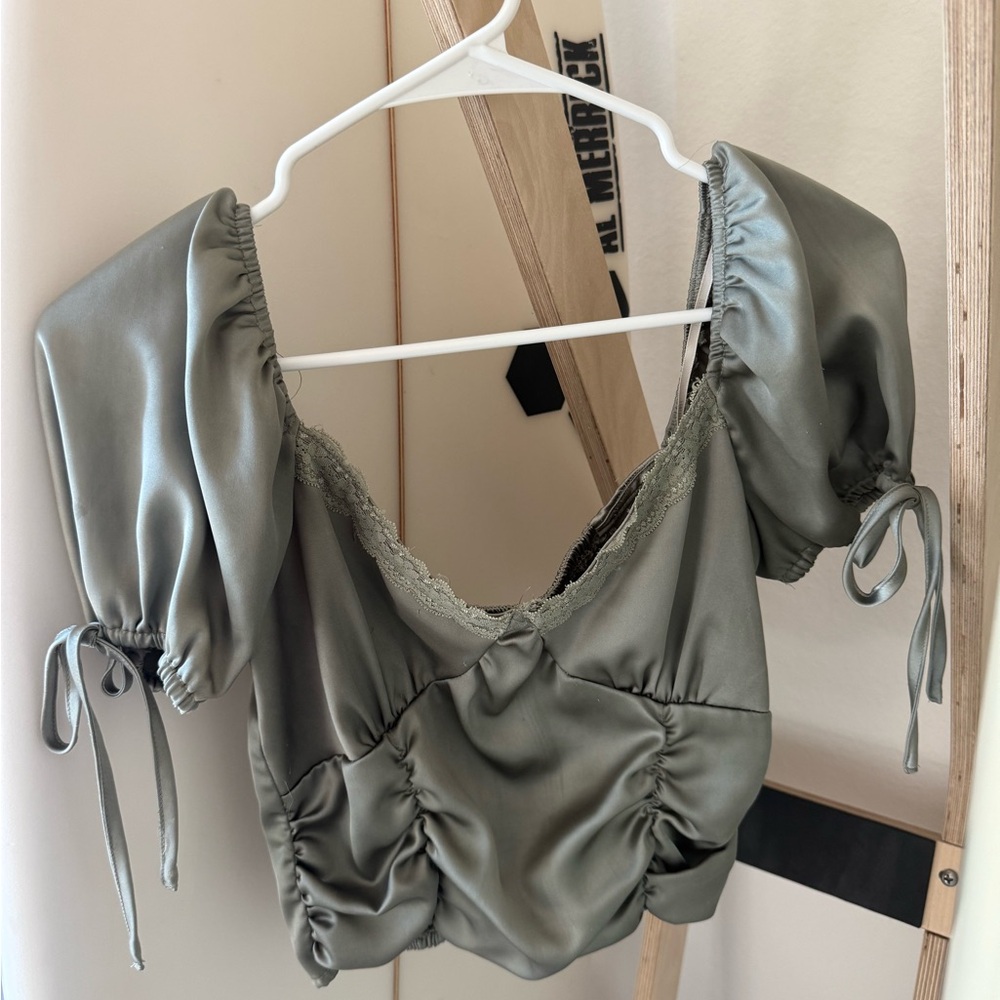 Satin Puff Sleeve Blouse